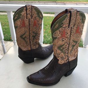 FRYE Lily Lizard Cowboy Cowgirl Boots Sz 6.5 EUC